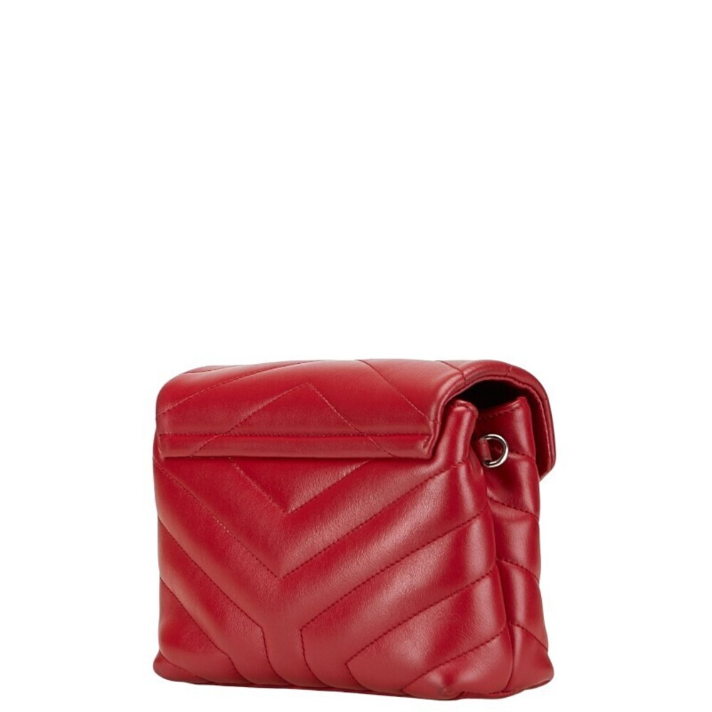 Saint Laurent YSL Logo Lulu Toy Bag Shoulder Wine Red Red Leather - Picture 2 of 9